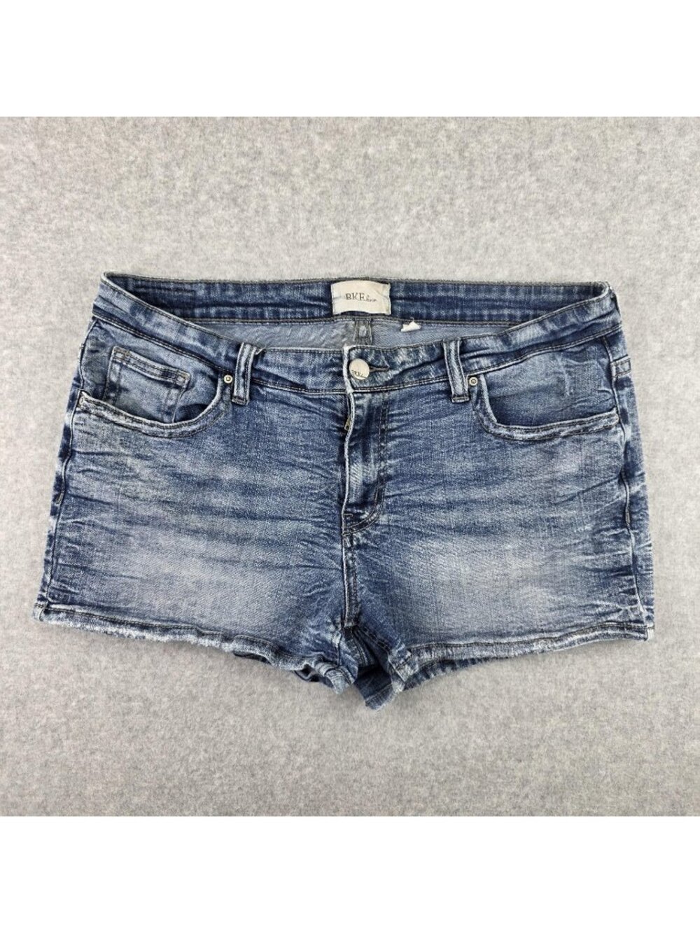 BKE Denim Shorts Womens 33 Blue Low Rise Stretch Cutoff Frayed Hem 2.5 In